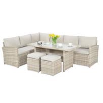 Lauko baldų komplektas SALO + pufai beige