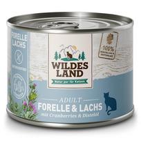 WILDES LAND trout&salmon begrūdžiai konservai katėms su upėtakiu ir lašiša, 185 g
