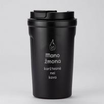 Metalinis termopuodelis "Mano žmona kaštesnė nei kava" (400ml)