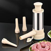 Sausage Stuffer,Stainless Steel Manual Homemade Sausage Maker, hot dog Stuffer w/4 Stuffing Tubes, Used to make sausages of different sizes Suitable press enema