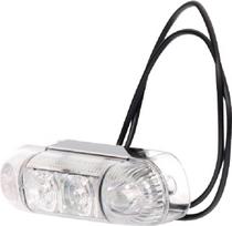 Gabaritinė lemputė LED, stačiakampė, 12/24V, balta, tvirtinama varžtais, 84x24x25mm,
