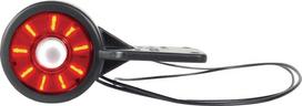 Gabaritinė lemputė LED, apvali, 12/24V, gintarinė/raudona, tvirtinama varžtais, 117x60mm,