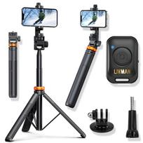 Asmenukių lazda ("Selfie sticks") LIVMAN LAKM-001 - daugiafunkcis asmenukių lazdas ir trikojis su nuotolinio valdymo pultu, 1,49m