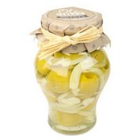 Žaliosios alyvuogės su svogūnais alyvuogių aliejuje OLE OLIVES, 580g