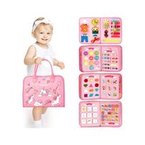 HAHALAND Montessori užimtumo knyga vaikams Pink Unicorns (1-4 m. )