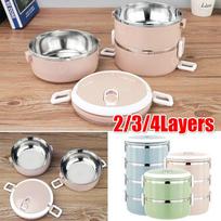 2/3/4 sluoksnių kompaktiško dydžio termosas maistui, bento dėžutė, nerūdijančio plieno pietų dėžutė 2 layers 1400ml žalia