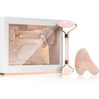 Zoë Ayla Rose Quartz Facial Roller And Gua Sha Tool dovanų rinkinys veidui