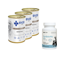 ENZO VET Žarnyno dieta šunims su ėriena 6x400g + LAB-V Synbiotic Vet - virškinamojo trakto sveikata ir žarnyno mikroflora šunims ir katėms 45 kapsulės