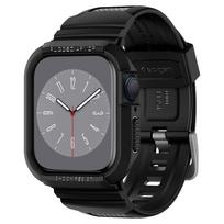 Juoda sportinio stiliaus apyrankė/dėklas "Spigen Rugged Armor Pro" laikrodžiui Apple Watch 4 / 5 / 6 / 7 / 8 / 9 / SE / 1 / 2 / 3 (44 / 45 MM)