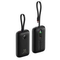 VEGER power bank 10000 mAh with built-in Type C / Lightning cables, PD, QC3.0, 35W, K1 (W1188), black