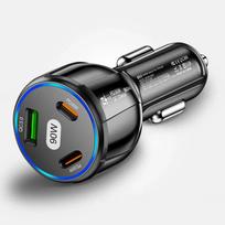 Automobilinis įkroviklis 90W 3-in-1 QC3.0 PD Type C USB Moblie Phone Greitas įkrovimas iPhone Xiaomi Samsung automobilinio greito įkroviklio adapterio įrankiai juoda