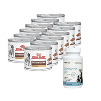 ROYAL CANIN Gastro Intestinal High Fibre 12x200g skardinė + LAB-V Synbiotic Vet - virškinamojo trakto sveikata ir žarnyno mikroflora šunims ir katėms 45 kapsulės