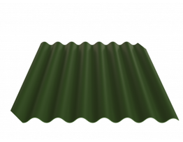 Fibrodah banguoti lakštai, 8 bangų, žali, 1000x1130x5,8 mm