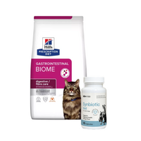 HILL'S PD Prescription Diet Feline Gastrointestinal Biome 1,5kg + LAB-V Synbiotic Vet - virškinamojo trakto sveikata ir žarnyno mikroflora šunims ir katėms 45 kapsulės