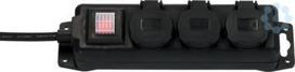 Extension 3-socket, 2m H07RN-F 3G1.5, with switch, with self-closing lids, IP44, black 1159950013 | 4007123684328