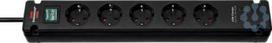 Extension 5-socket+2x USB-C, 3m H05VV-F 3G1.5, with switch, IP20, black, Bremounta 1150660415 | 4007123691098