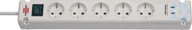 Extension 5-socket+2x USB-C, 3m H05VV-F 3G1.5, with switch, IP20, white, Bremounta 1150660425 | 4007123691104