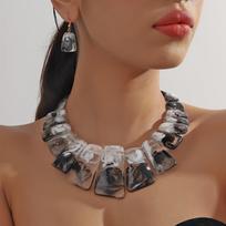 „Statement Vintage Bohemian Style“, „Bold Statement“ karolių ir auskarų rinkinys, stora apykakle „Choker“