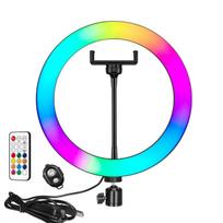 Elight RGB12 31 cm spalvotas RGB LED šviesos žiedas su išmaniojo telefono laikikliu + BT nuotolinio valdymo pultu, juoda
