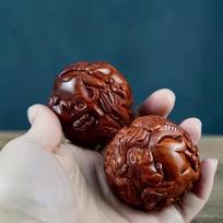 Huanghuali Zodiako Sveikatos Kamuolys Rankinis Masažo Kamuolys Graviravimas Fitneso Kamuolys Kietmedžio Drožinys Dekoracija 1 pair
