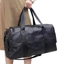 Cowhide Travel Bag Casual Large Bag Black Luggage Bag All Leather Portable Shoulder Messenger Bag juoda