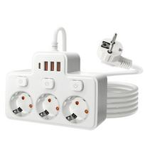 ES kintamosios srovės kištukas maitinimo juostoje montuojamas ant sienos nepriklausomas jungiklis, 1,8 M Europos standartinis kištukas su USB C įkrovimo tinklo filtru Adapt