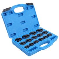 15 vnt. Atviras vamzdinis raktas 3/8 colio ir 1/2 colio lizdui Atviras galas Varpelio formos raktas 8-24 mm Cr-Mo plienas balta
