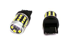 2 vnt LED lemputė 7440 W21W 12-24V CANBUS 1400lm balta su objektyvu