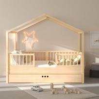 Dream Nest Pine Namelis Lova 160x80 su bėgeliais ir stalčiumi