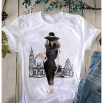 Madingas 3D spausdintas moteriškas marškinėlis Vogue mergaitė Madingas marškinėlis Grafinis Atsitiktinis Juokingas Gatvės stilius Tumblr Moterys Tumblr Mados Marškinėlis Viršus M white