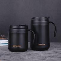 350 ml/500 ml nerūdijančio plieno kavos termoso puodelis šalto ir karšto terminio vandens butelis su rankena biuro vakuuminės kolbos arbatos puodelis 350ml juoda