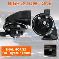 Dviguba sraigės formos signalizacija 12V 110-125DB Vandeniui atspari Aukštas žemas Toyota Hilux Corolla Avensis C-HR Camry Highlander Land Cruiser Prius RAV4 juoda