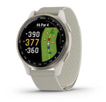„Garmin Approach S50“ išmanusis laikrodis, kreminio aukso spalvos aliuminio apvadas su dramblio kaulo spalvos ‚ComfortFit‘ nailono juostele