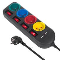 Šakotuvas Maclean MCE229B + 2xUSB, su jungikliais, 250VAC/10A, 2