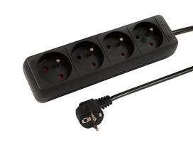 PR-470P tinklo ilgintuvas 4 lizdai su įžeminimu 3m juodas 3x1.5mm