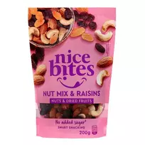 Riešutų ir razinų mišinys NICE BITES, 200 g