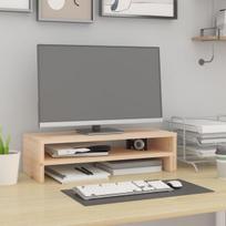 Monitoriaus laikiklis Monitoriaus stovas vidaXL, Pušies medienos masyvas, (52–101)x22x14cm, ruda