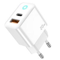 Jellico EU11 20W PD universalus greitas įkroviklis su USB-C (5-12V) / USB 3A, baltas