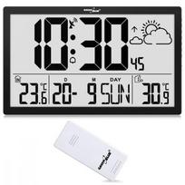 "GreenBlue GB218" itin didelis LCD sieninis laikrodis su orų stoties temperatūros ir datos ekranu