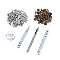 30 vnt. 10 mm metalinių spaudžių su odiniu įrankių rinkiniu odos gaminiams, audiniams, krepšiams(Sidabrinė bronza)