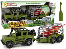 Lean Toys Žaislinis automobilis su dinozaurų transportavimo priekaba, žalias, 18 cm