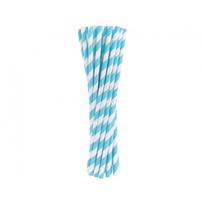 Šiaudeliai popieriniai baltai žydrai dryžuoti (24 vnt./20 cm)
