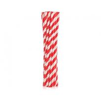 Šiaudeliai popieriniai baltai raudonai dryžuoti lankstūs (12 vnt./20 cm)
