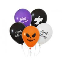 Balionų rinkinys helovynui su vaiduokliais ir užrašu "Happy halloween" (5 vnt./30 cm)