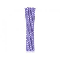 Šiaudeliai popieriniai taškuoti, levandų violetinės baltais taškeliais (12 vnt./20 cm)