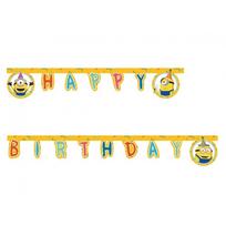 Girlianda popierinė pakalikai tema  “Minions 2 The Rise of Gru" su užrašu "Happy birthday" 2 m