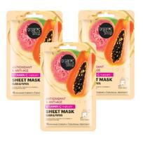 Lakštinė veido kaukė ORGANIC SHOP su vitaminu C, Gvajava ir Papajos ekstraktais, 3 x 1 vnt