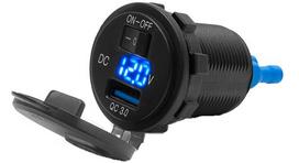 Elektros įranga Gniazdo USB DC 12-24V; DC 5V/3.6A (Motociklų; su jungikliu)