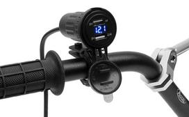 Elektros įranga Gniazdo USB DC 12-24V (Motociklų; Papildomas tvirtinimo prie vairo adapteris)