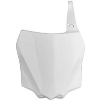 Startinis numeris (plastron), spalva Balta Tinka: KAWASAKI KX 85/100 2014-2021